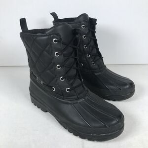 Sperry Gosling Womens Black Quilted Duck Rain Boots Waterproof STS83693 Sz 7